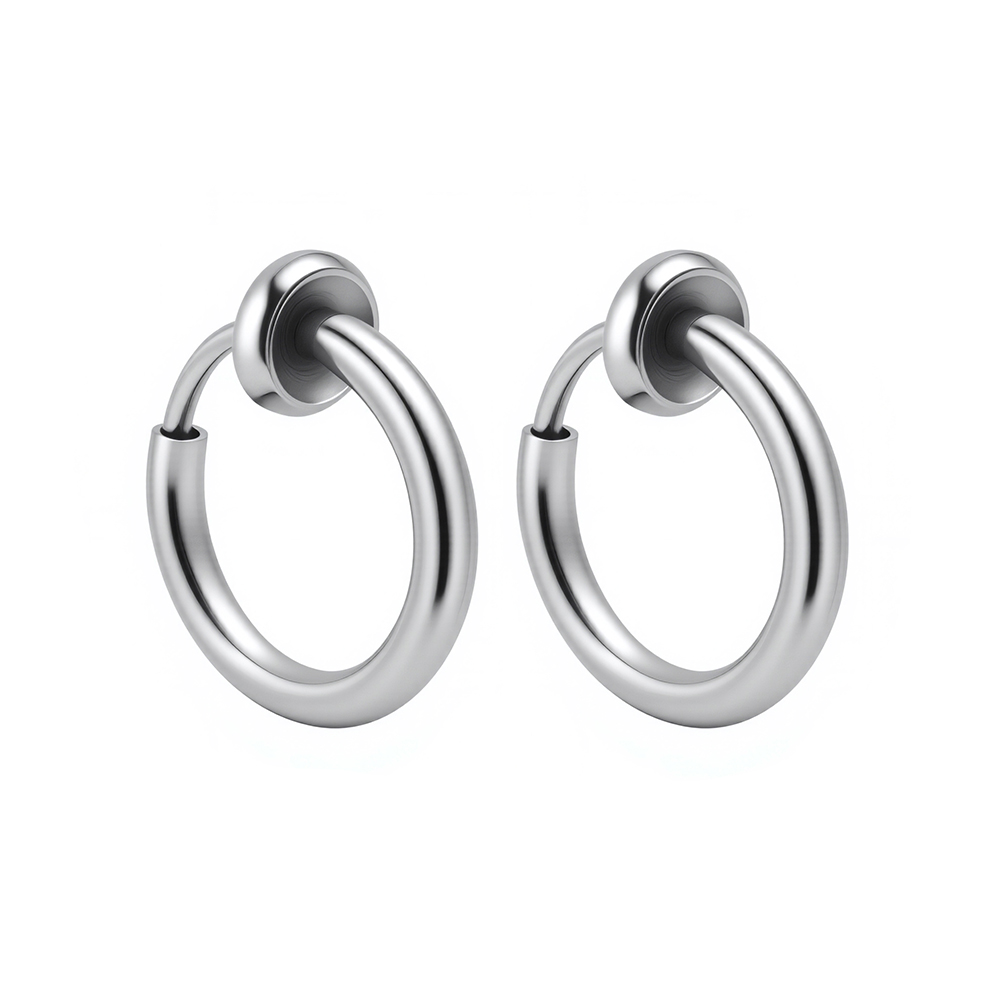 Titanium steel minimalist plain hoop earrings 