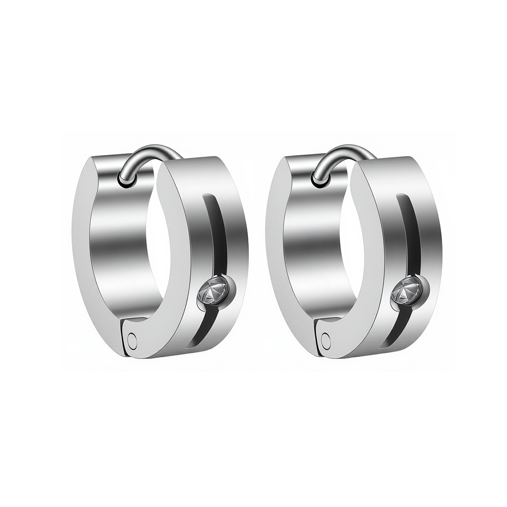 316L stainless steel minimalist neutral diamond-encrusted earrings 