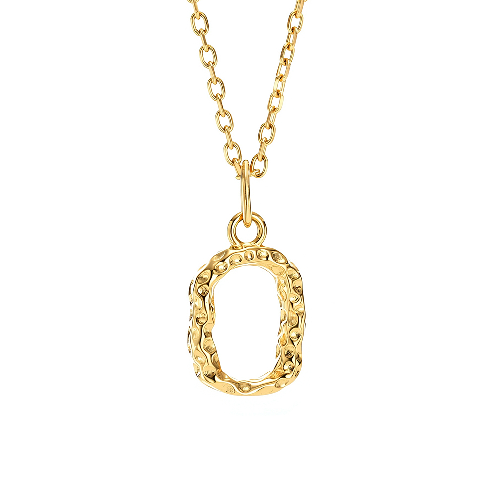 Titanium steel textured hollowed-out square sugar pendant gold-plated necklace 