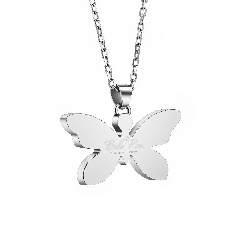 European and American butterfly necklace, niche design, vintage titanium steel sweater chain, clavicle necklace 