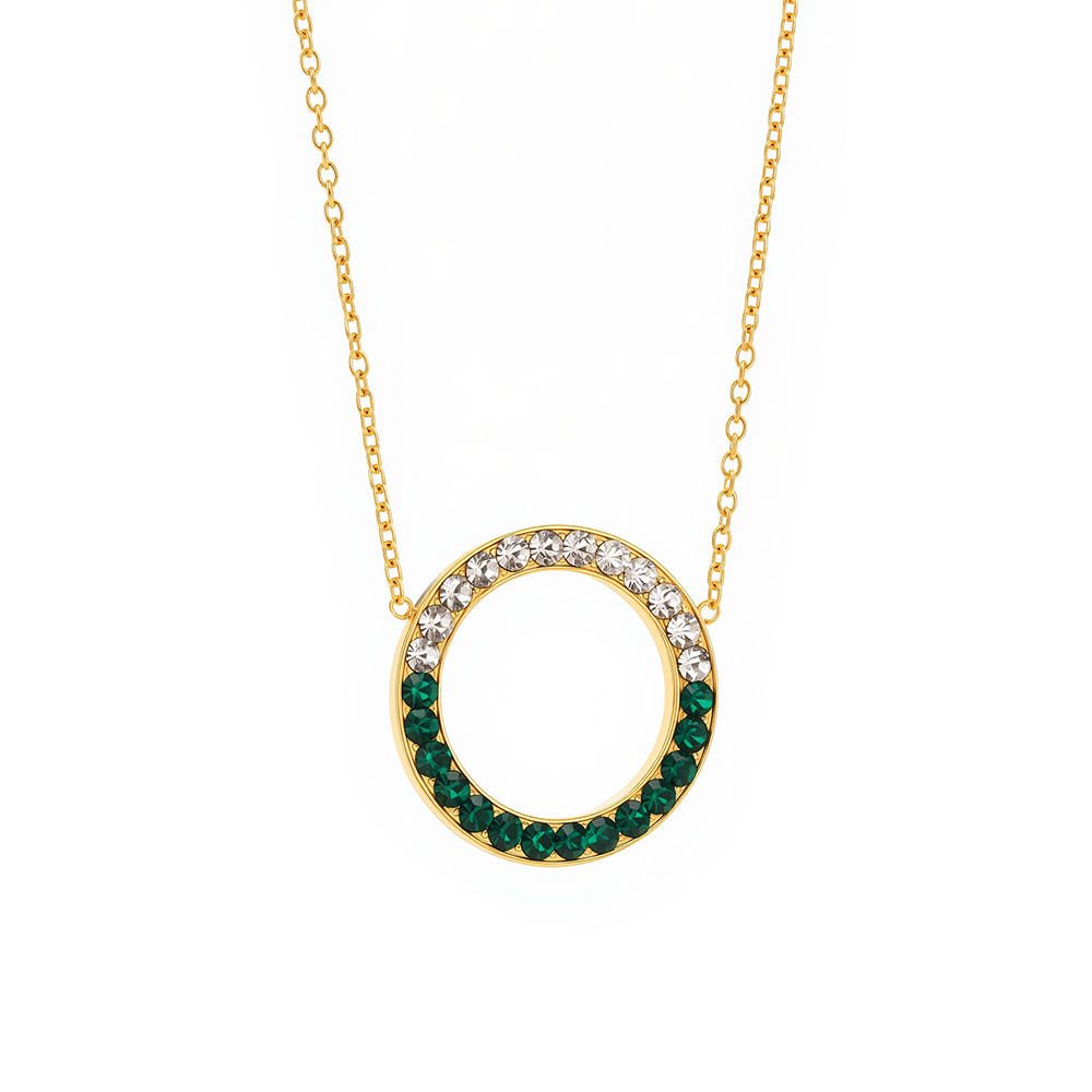 315L stainless steel European and American double-color gem necklace 