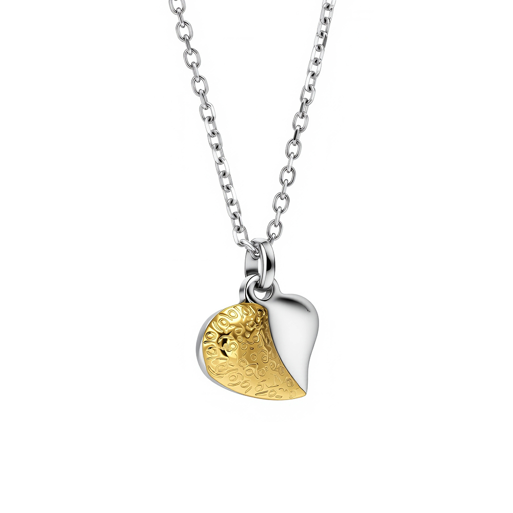 Stainless steel gold-inlaid heart-shaped necklace 