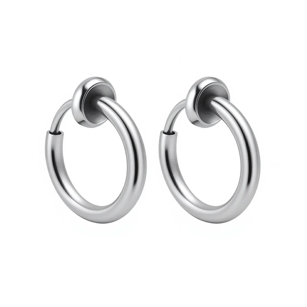 Titanium steel minimalist plain hoop earrings 