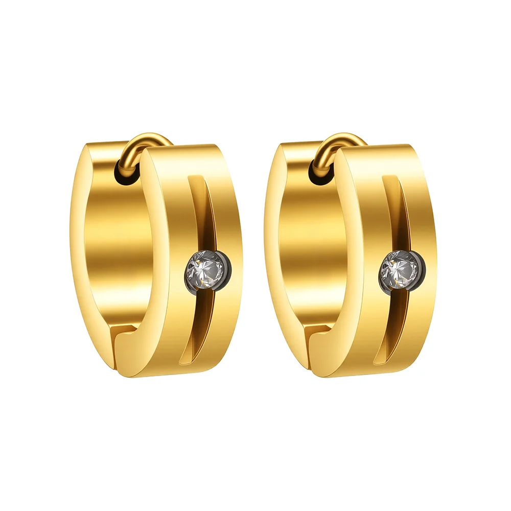 316L stainless steel minimalist diamond-encrusted gold-plated neutral earrings 