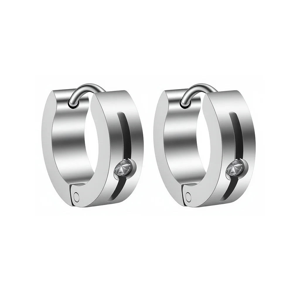 316L stainless steel minimalist neutral diamond-encrusted earrings 