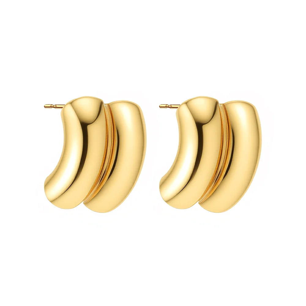 316L stainless steel gold-plated vintage high-end hollowed-out circle style versatile simple earrings 