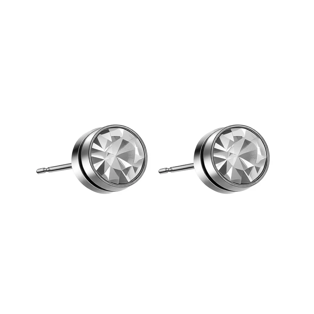 Titanium steel stud earrings with zircon beads, threaded design, suitable for men and women, single stud, ear bone earrings 