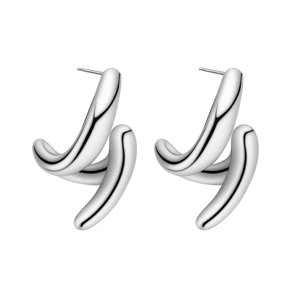 316L stainless steel geometric ear studs for women, simple and irregular C-shaped earrings 