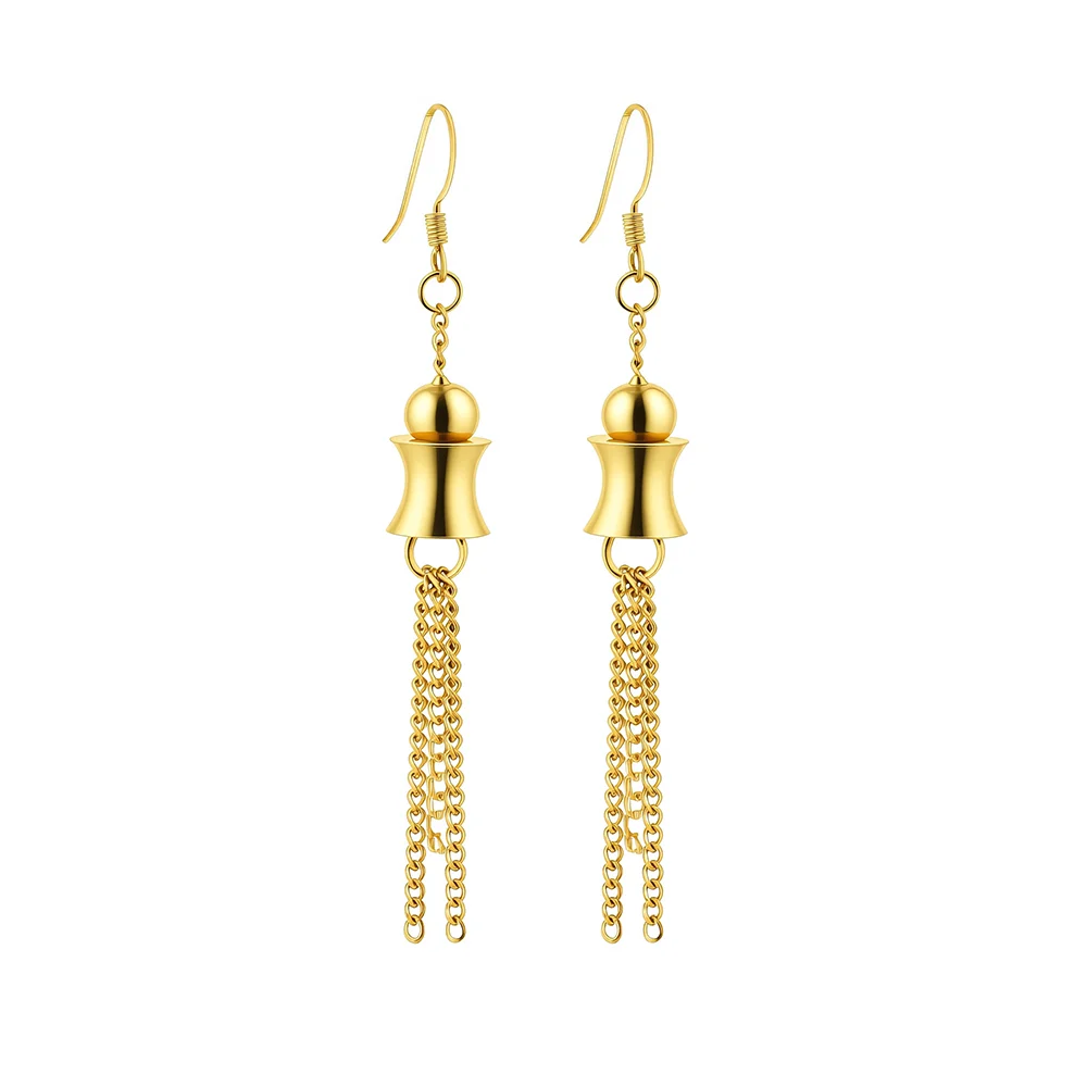Gold-plated titanium and steel exotic earrings, soft and graceful, with a touch of cleverness 