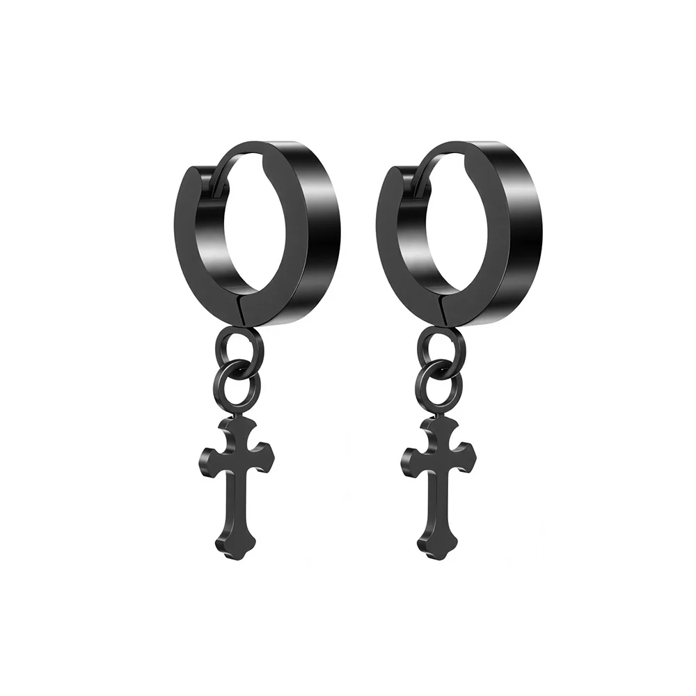 Titanium steel cross earrings with a unique design and niche appeal 