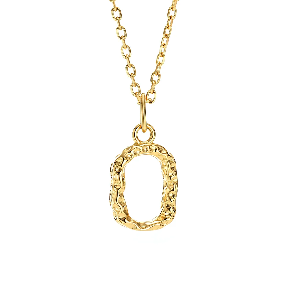 Titanium steel textured hollowed-out square sugar pendant gold-plated necklace 