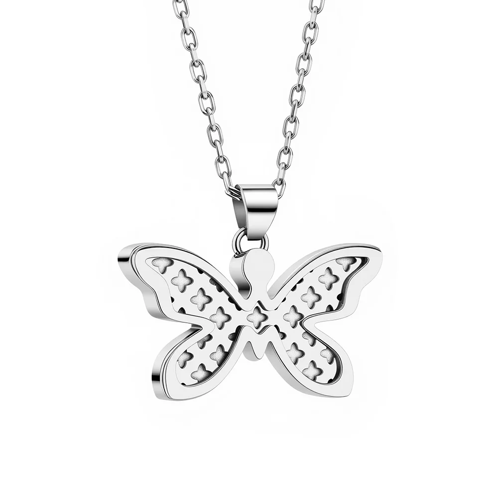 Hollow-out butterfly titanium steel personalized sweater necklace 