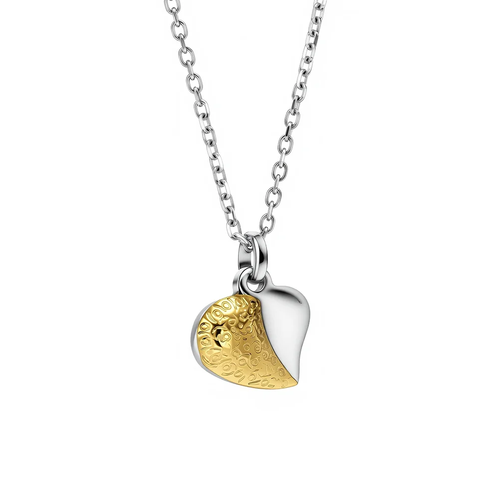 Stainless steel gold-inlaid heart-shaped necklace 